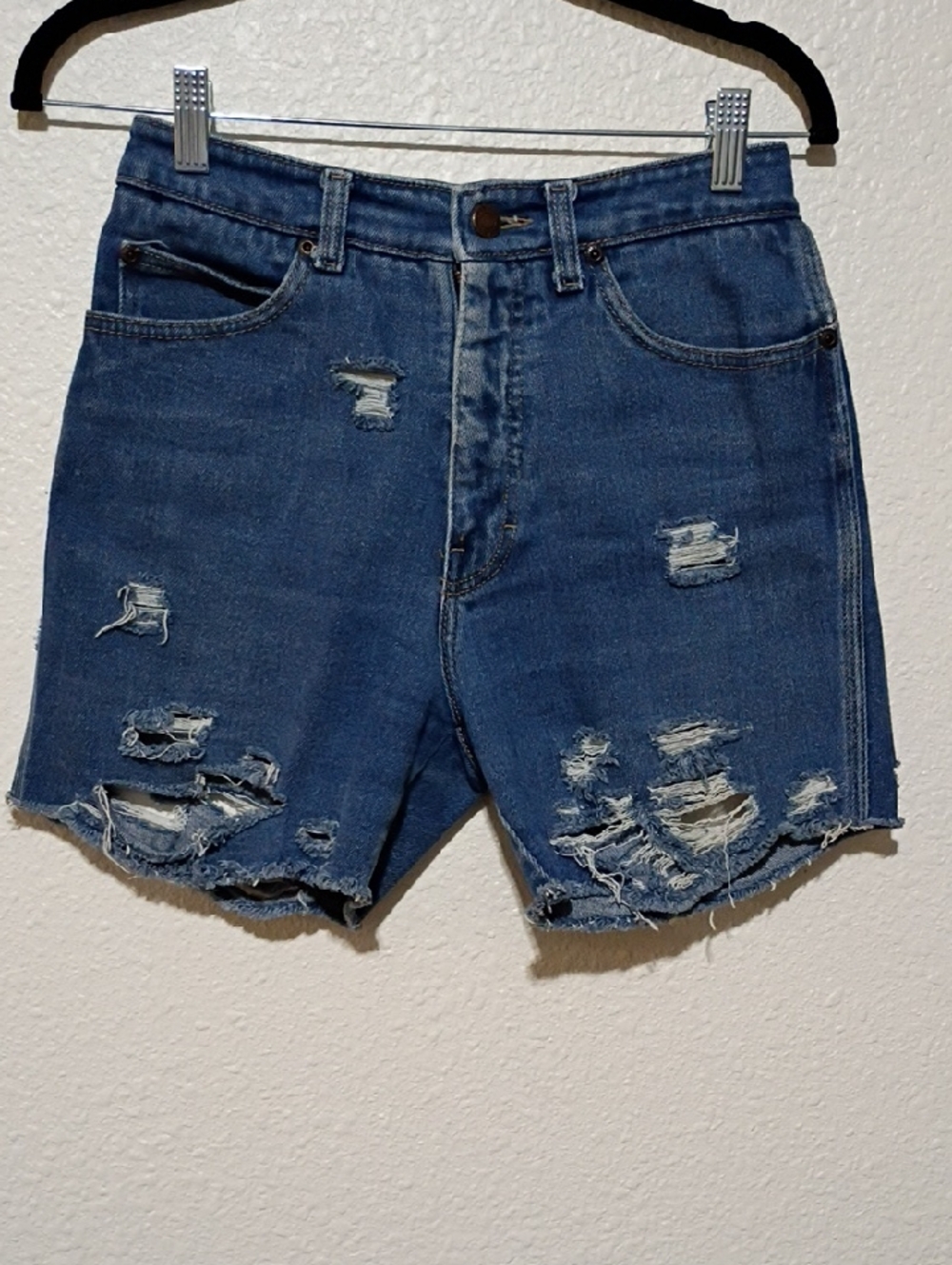 Calvin Klein Distressed Blue Denim Shorts